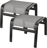 Patio Ottomans Outdoor Foot Rest Aluminum Patio Footstool Samll Seat Wicker Furniture Patio Ottoman 2 Pieces Grey - Photo 1