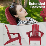Plawdlik Folding Adirondack Chair Set of 6 with Cup Holder，Wooden Textured ，Heavy All-Weather HDPE Comfortable Set - Photo 2