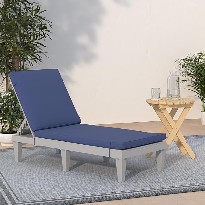 Best Choice Products Outdoor Lounge Chair, Resin Patio Chaise Lounger for Poolside, Backyard, Porch w/Seat Cushion - Photo 2
