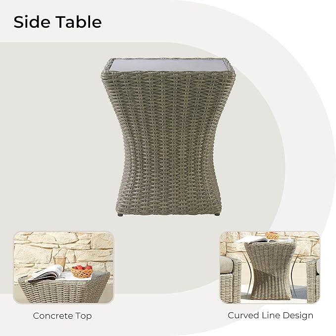 CHITA 3 Pieces Wicker Patio Bistro Set, Outdoor Furniture Set with 2 Pieces Rattan Rocking Swivel Chairs - Photo 8