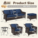 11 Pieces Patio Conversation Furniture Set - 1 Sofa, 2 Ottoman, 2 Armchairs, 4 Swivel Chairs, 2 Side Tables - Photo 2