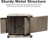 Domi Outdoor Recliner Chair, Patio Recliner with Hand-Woven Wicker, Flip Table Push Back, Adjustable Angle - Photo 7