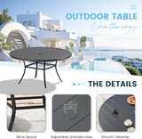 Patio Dining Table for 6-8, Round Metal Outdoor Table with 1.57" Umbrella Hole - Photo 5