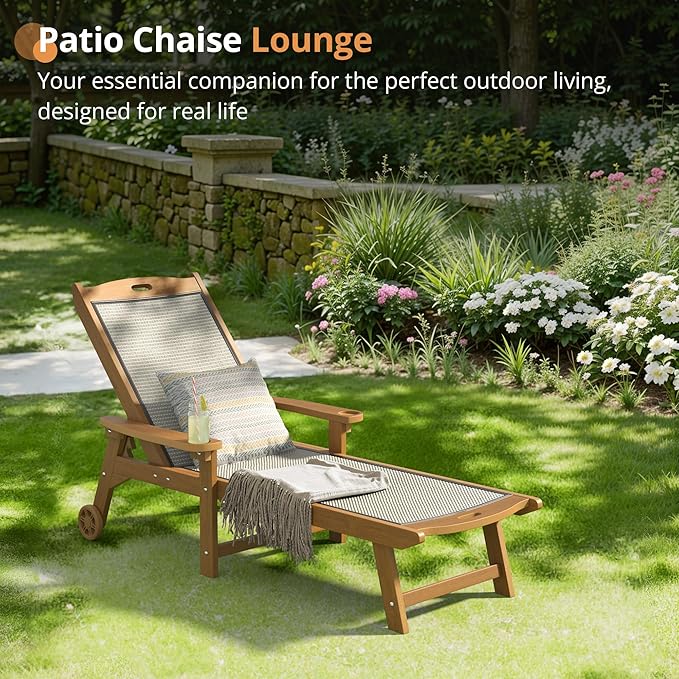 LUE BONA Chaise Lounge Chair Outdoor Set of 4, HDPS and HDPE Wicker Material - Photo 5