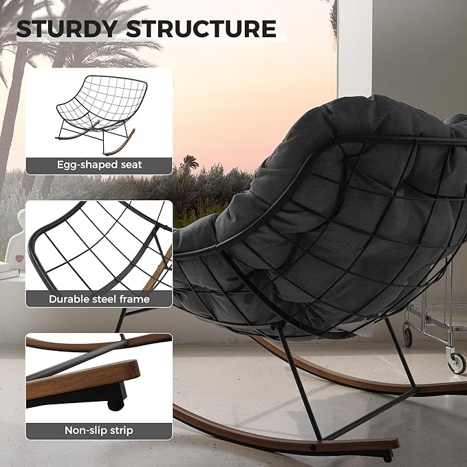 Grand patio Outdoor Rocking Chair with 2 Cushions - Photo 6