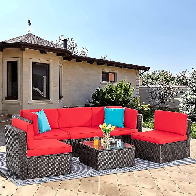 Vongrasig 6 Pieces Patio Furniture Set, Outdoor Sectional Sofa Couch - Photo 1