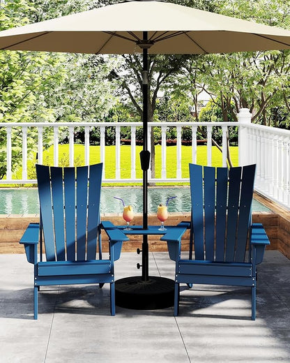 GREENVINES Folding-Adirondack-Chairs-Set-of-2 | HDPE Plastic | Arch Series | Fire Pit Chair | All Weather | for Outdoor Patio Deck Backyard Poolside | Blue