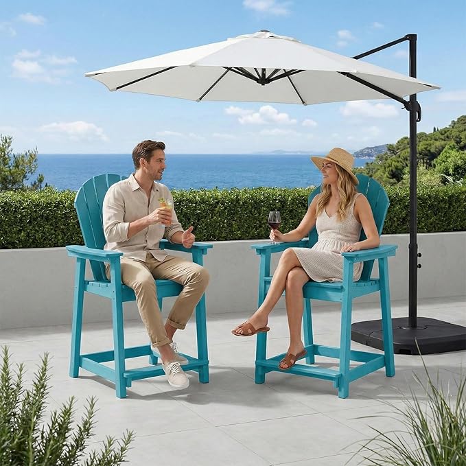 OTSUN Tall Modern Adirondack Chairs Set of 6, All Weather HDPE Bar Height Adirondack Stools Widened Durable Design for Porch Patio Yard Lawn Fire Pit Bistro Basement Indoors & Outdoors