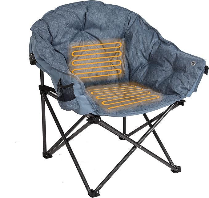 MacSports Heated Cushion Folding Lounge Patio Club Camping, Picnic, Outdoor Activities - Photo 1