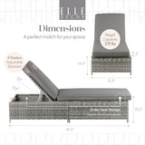 Elle Decor Vallauris Patio Outdoor Furniture Collection, Premium All Weather Wicker, Storage Chaise Lounge, Gray - Photo 3