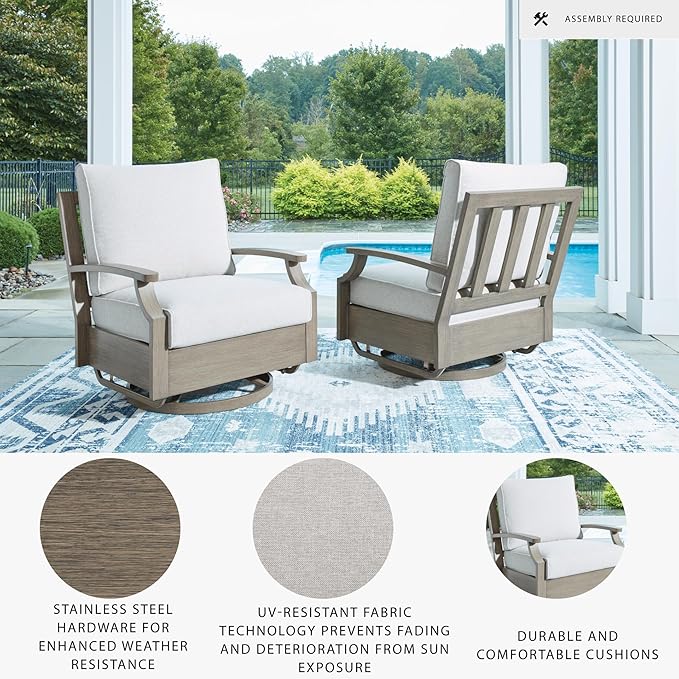 Signature Design by Ashley Rainier Ranch Contemporary Nuvella Weather Resistant Fabric Outdoor High Back Swivel Glider - Photo 4