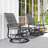 Outsunny Patio Glider Chair Set of 2, Wicker Rattan Outdoor Swivel Chair with Steel Frame, High Back, Armrests - Photo 9