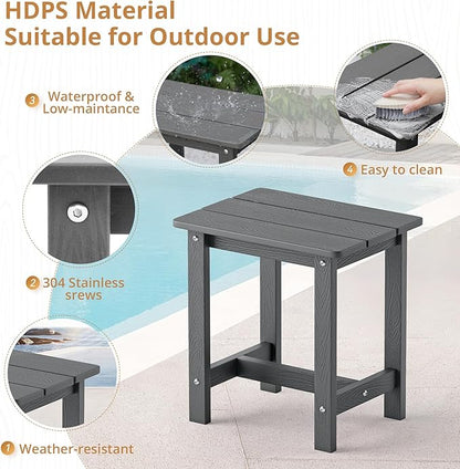 LUE BONA Outdoor Rocking Chairs Set, 3-Piece, HDPS Poly Porch Rockers with Table, Plastic Weather Resistant Rocking Chair Set for Outdoor Indoor, Garden, Backyard, 350lb, Gray Chairs+Table