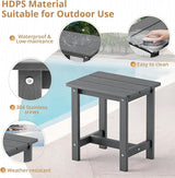 LUE BONA Outdoor Side Table Set of 2, HDPS Small Outdoor Table, Adirondack Side Table, Outside End Table for Patio, Deck - Photo 6