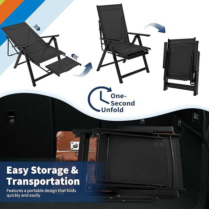 Outdoor Lounge Chairs, Patio Folding Chairs for Outside - Photo 5