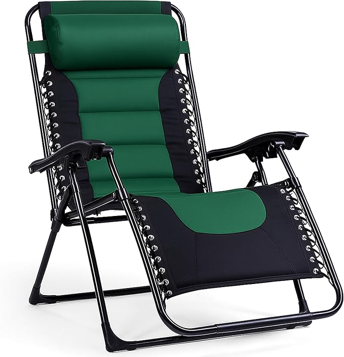 Backyard Expressions Deluxe XL Padded Recliner Zero Gravity Chair – Ergonomic Anti-Gravity Lounger with Folding Design - Photo 1