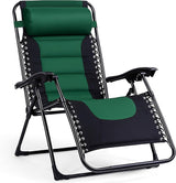 Backyard Expressions Deluxe XL Padded Recliner Zero Gravity Chair – Ergonomic Anti-Gravity Lounger with Folding Design - Photo 1