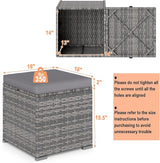 RELAX4LIFE Wicker Outdoor Storage Ottoman - 2-Piece Rattan Footstool w/Removable Cushion - Photo 3
