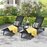 COSTWAY Outdoor Patio Chaise Lounge, 6-Position Adjustable Pool Lounger with Stable Aluminum Frame - Photo 7
