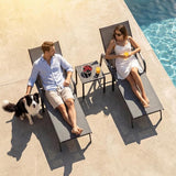 Outdoor Chaise Lounge Chair Adjustable Pool Lounge Chairs with Lumbar Pillow Outside Tanning Chairs for Beach Deck - Photo 3