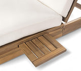 Outdoor Double Chaise Lounge with 5-Position Adjustable Backrest, Cushion and Folding Side Trays for 2 Person - Photo 8