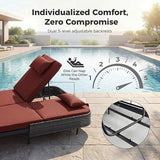 BULEXYARD 51.2" Double Chaise Lounge Outdoor, 2-Person PE Wicker Patio Daybed with Dual 5-Position Adjustable Backrest - Photo 5
