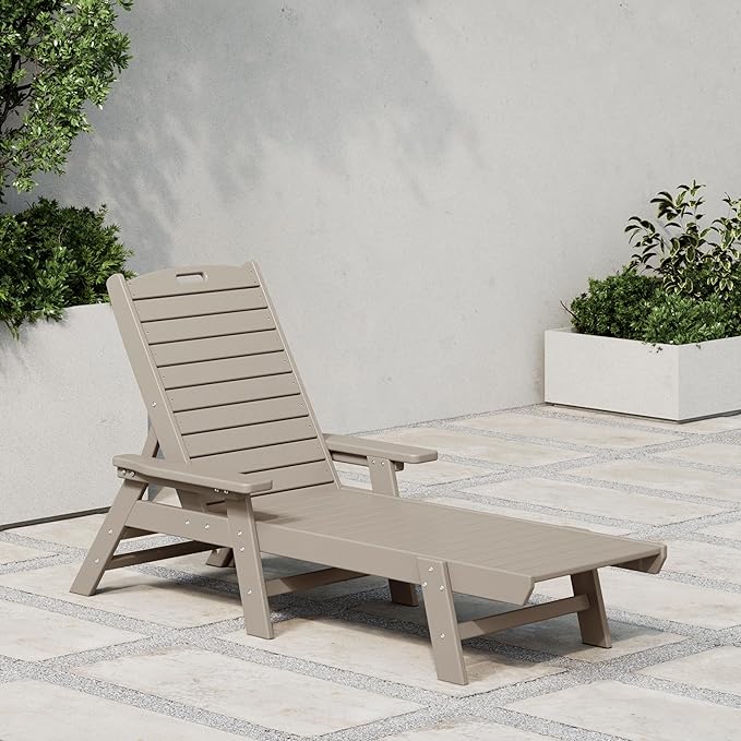 WestinTrends Malibu Poly Reclining Chaise Lounge Weathered Wood
