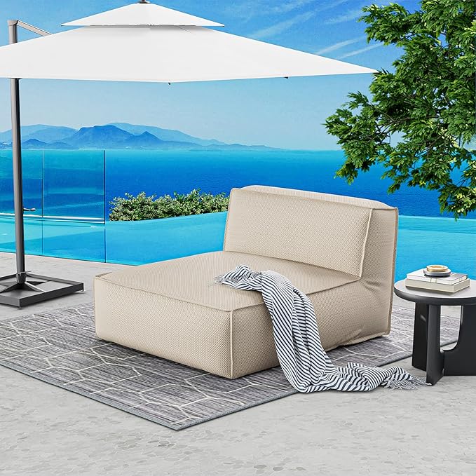 Dineli Outdoor Bean Bed Loveseat Large Bean Bag Chair for Adults Outdoor Sofa Couch Outside Chaise Lounge Chair Foam - Photo 1