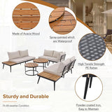 Modern Outdoor Sectional Sofa Set with Round Nesting Coffee Tables and Cushions, 6-Piece Patio Furniture Set for Porch - Photo 5