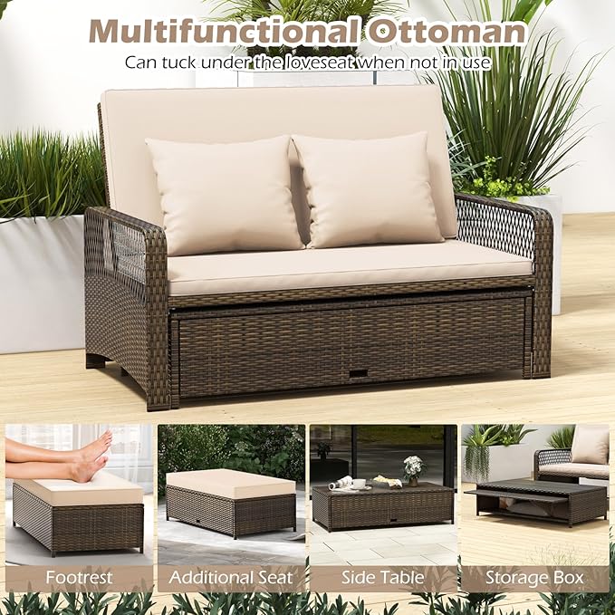 Tangkula Patio Rattan Daybed with 4-Level Adjustable Backrest - Photo 7