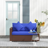 Outsunny Patio Wicker Loveseat with Cushions, 2-Seat Outdoor PE Rattan Couch Sofa with Throw Pillows, for Porch - Photo 8