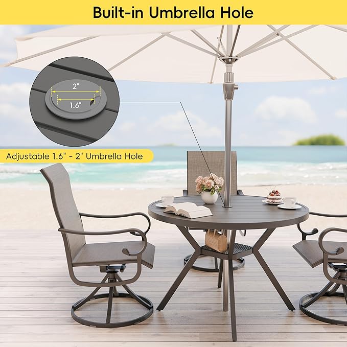 Betterhood 42” Outdoor Patio Table, Metal Patio Dining Table for All Weather, Round Outdoor Coffee Table - Photo 4
