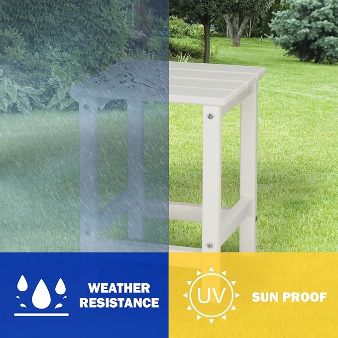 Patio Side Table, Pool Composite Patio Table,HDPE End Tables for Backyard,Pool, Indoor Companion, Easy Maintenance & Weather Resistant (Style 1-White)