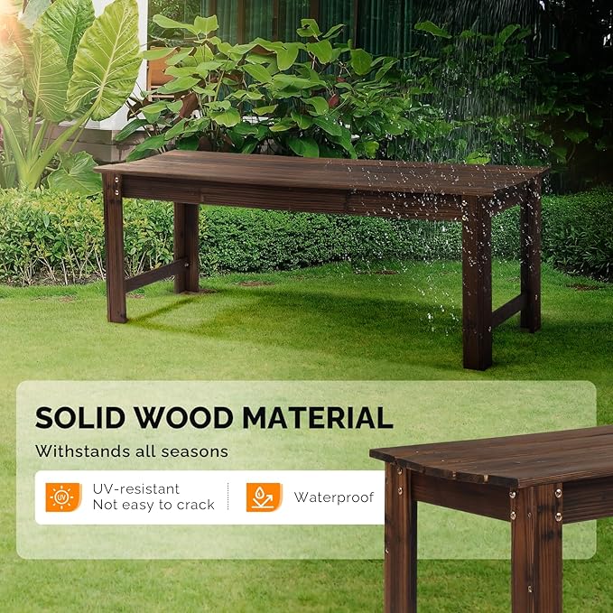 VINGLI Outdoor Wood Bench, 48" Outdoor Bench Patio Wooden Bench Garden Bench Outdoor Backless Bench for Deck Patio - Photo 5