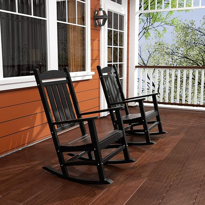 WO WESTIN OUTDOOR HDPE Laguna Classic Porch Rocking Chair (Set of 2), Black