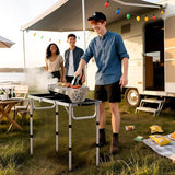 Anbte 3ft Folding Grill Table with Storage Bag, 3 Adjustable Height 27.5" Aluminum Portable Grill Table, Heat Resistant - Photo 2