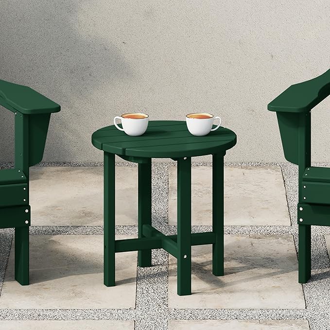WestinTrends Dylan Adirondack Round Outdoor Side Table, Dark Green