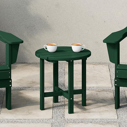 WestinTrends Dylan Adirondack Round Outdoor Side Table, Dark Green