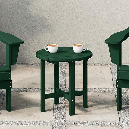 WestinTrends Dylan Adirondack Round Outdoor Side Table, Dark Green