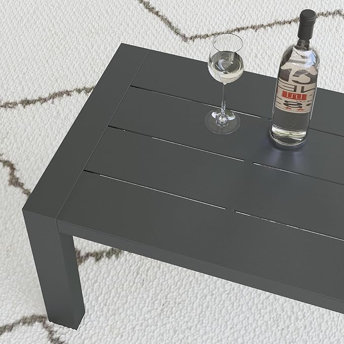 Homestyles Grayton Outdoor Aluminum Coffee Table, Gray