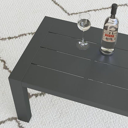 Homestyles Grayton Outdoor Aluminum Coffee Table, Gray