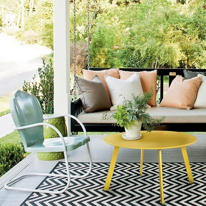 Grand Patio Round Steel Patio Coffee Table, Weather Resistant Outdoor Large Side Table, Yellow…