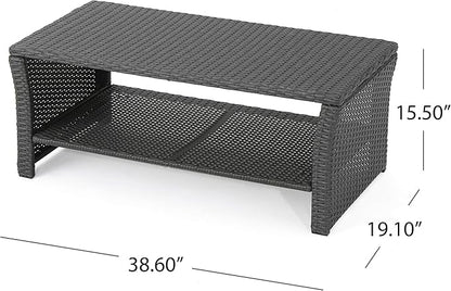 Christopher Knight Home Justin Outdoor Wicker Coffee Table, Gray, Black