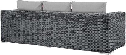 Modway Summon Wicker Rattan Outdoor Patio Sunbrella Sofa in Canvas Gray