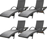 80'' Outdoor Wicker Chaise Lounge Chairs Set of 4, Patio Rattan Reclining Chair with Pull-Out Side Table - Photo 1