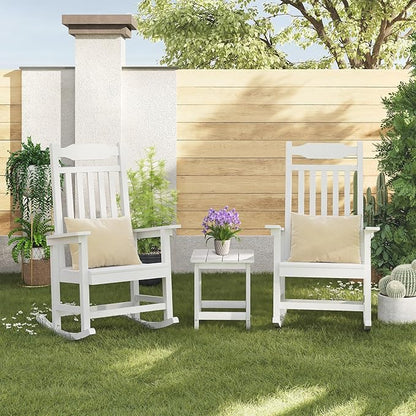 ONBRILL Outdoor Side Table Set of 2, Adirondack Small End Table, Indoor & Outdoor Use, HDPS Weather Resistant/Easy Maintenance for Patio, Pool, Deck, Porch, Garden, Shower, Outside- (2, White)