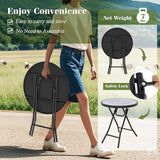 Giantex Folding Outdoor Side Table with Tempered Glass Tabletop & Metal Frame, Portable 18” Round End Table for Patio - Photo 5