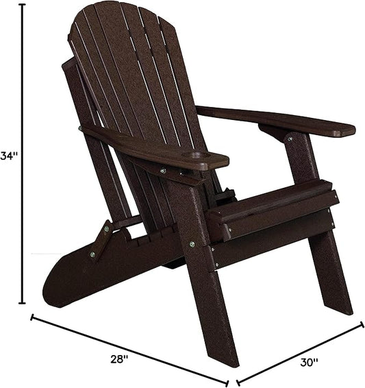 Furniture Barn USA Poly Folding Adirondack Chair, Tudor Brown