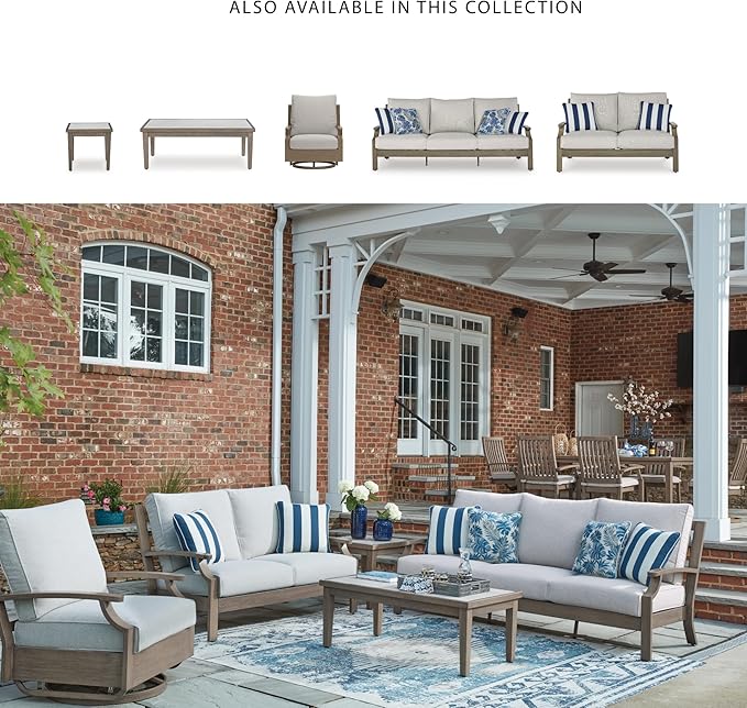 Signature Design by Ashley Rainier Ranch Casual Nuvella Weather Resistant Fabric Outdoor Loveseat with Cushion and 2 - Photo 6