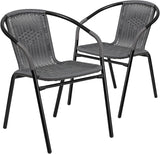 EMMA + OLIVER Set of 2 Modern Rattan Indoor/Outdoor Stack Chairs - Photo 3